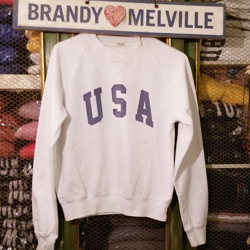 Brandy melville  new white USA swearshirt
